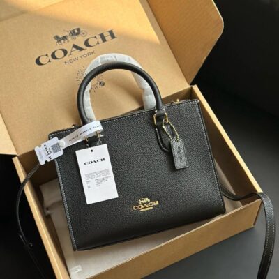 COACH Maggie Small Tote in Blocked Leather – Style CY668 Black (Outlet Exclusive)